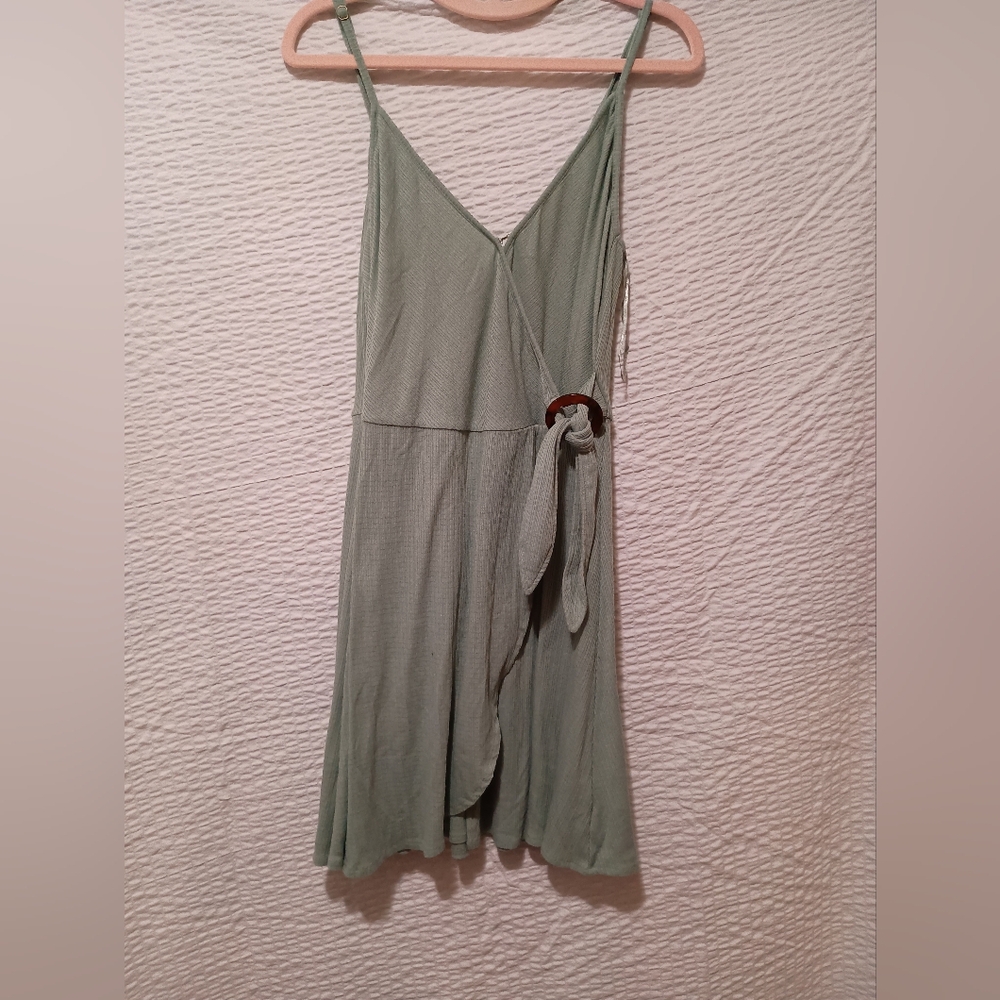 O'Neill Sage Light Green Mini Wrap Coverup Dress M